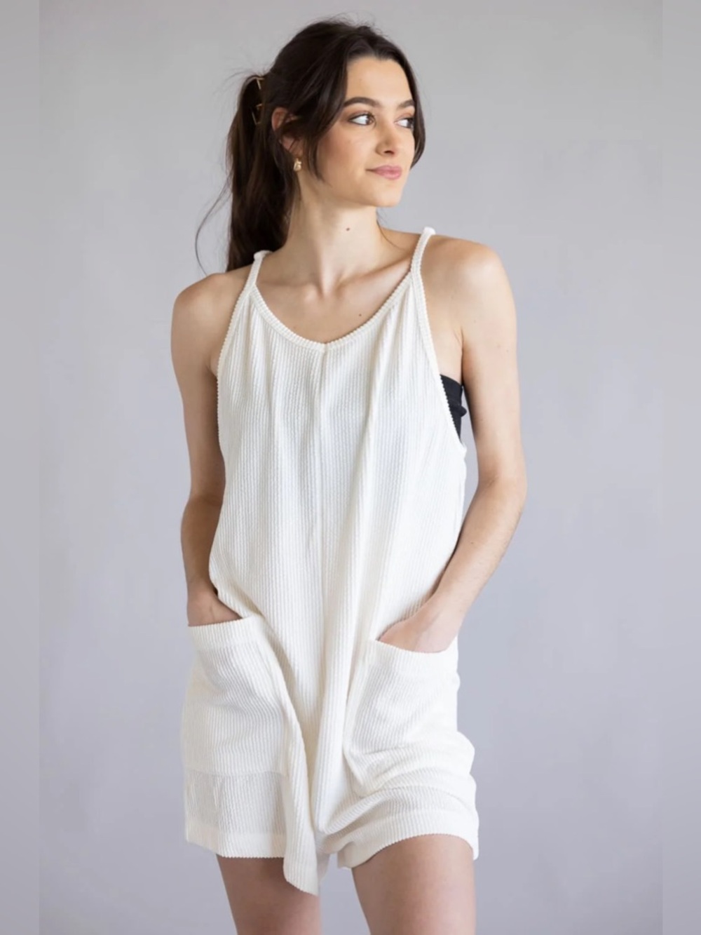 NWT SIMPLY SOUTHERN RIBBED ROMPER IN PEARL ✨